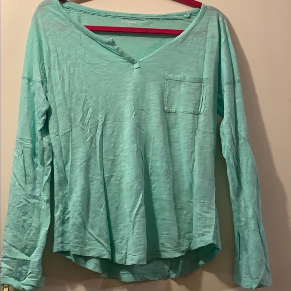 Express aqua long sleeve shirt